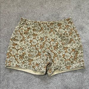 Lands End Pull On Olive Floral Print Shorts Size 10P
